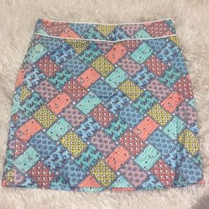 Vineyard Vines size 6 skirt patchwork design fish lobster sand dollars
